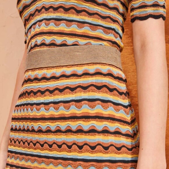 NWT Ulla Johnson Cosette Striped Neutral Knit Midi Skirt in Tiger's Eye P $650 - Picture 4 of 16